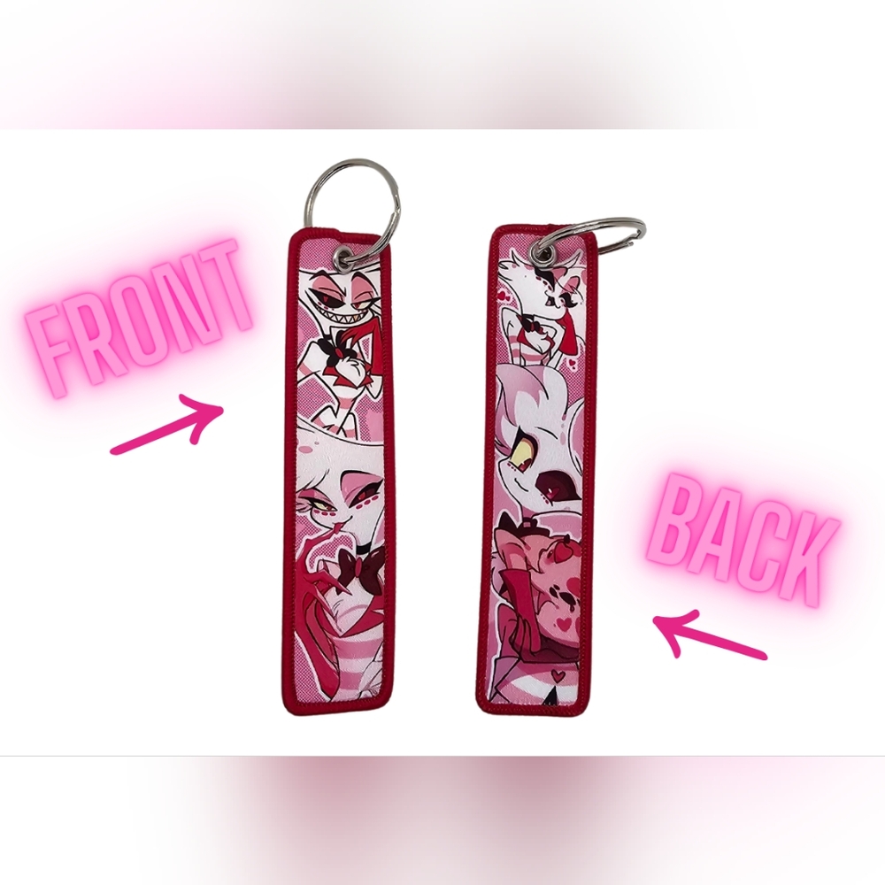 Hazbin Hotel Angel Dust Keychain Double Sided Soft Keychain Angel w/ Fat Nuggets